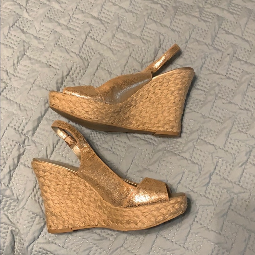Jessica Simpson Gold/Rose Gold wedges size 8 1/2